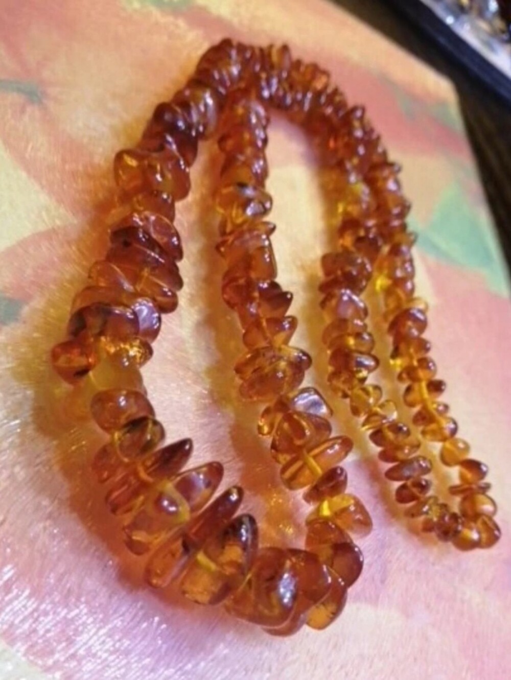 Genuine Baltic Amber Vintage Necklace Warm Honey Brown Colour,47g, L 25"